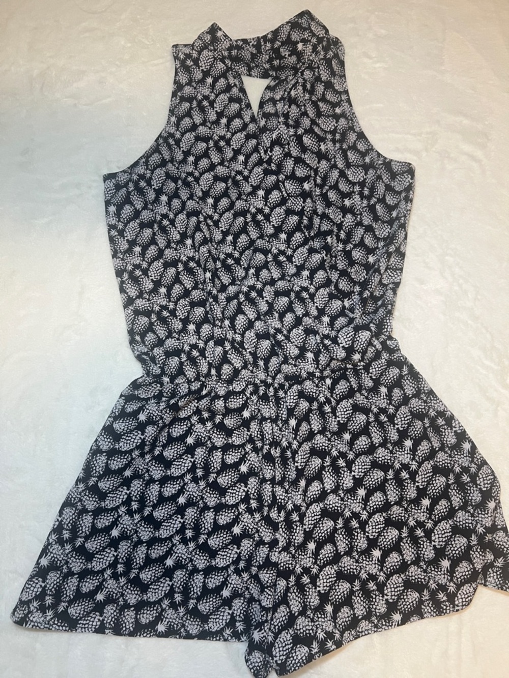 By & By Black & White Pineapple Print Sleeveless Romper